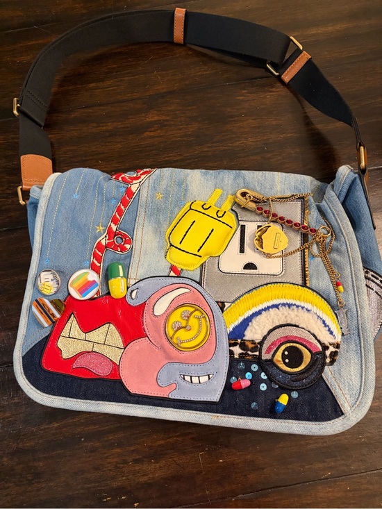 Marc Jacobs Handbags - Marc Jacobs x Julie Verhoeven Applique Abstract-Art Denim Messenger Bag
